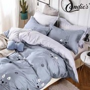 Семейный комплект постельного белья из сатина “Candie's AB“ Светло-маренговый с милыми мордочками и лапками и фото
