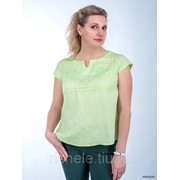 Блузка лен зеленая с вышивкой | Льняные блузки| 49-18 (салатовый, 50) фото