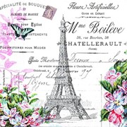 Салфетка для декупажа Эйфелева башня и цветы фотография