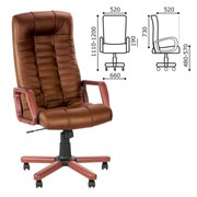 Кресло офисное “Atlant extra“, кожа, дерево, коричневое фото