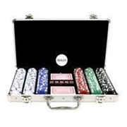 Покерный набор в алюм. кейсе-300 IG-2114 (300 фишек с номинал,2 кол. карт,5куб, р-р кейса 40*21*6,5см) фото