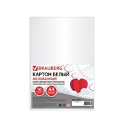Картон белый А4 МЕЛОВАННЫЙ, 10 листов, в пакете, BRAUBERG, 200х290 мм, 128017, (10 шт.) фото