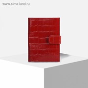 Обложка для автодокументов на кнопке, цвет красный крокодил фото