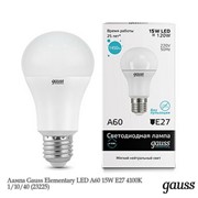 Gauss Лампа Gauss Elementary LED A60 15W E27 4100K 1/10/40 (23225) фото