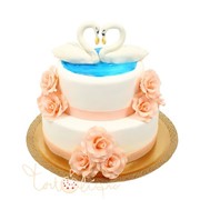 Свадебный торт с лебедями №524 фотография