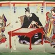 Тойохару Кунишика. Танец самурая. Триптих. Япония. 1887. фото