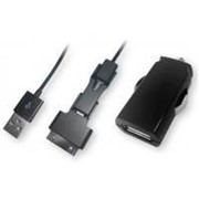 Автомобильное зарядное устройство GLOBAL с кабелем TRIO iPhone/micro USB/mini USB (1283126445798) фото