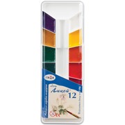 Краски акварельные ГАММА Лицей, 12 цветов, медовые, без кисти, пластиковая коробка, (7 шт.) фото