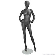 Манекен женский, серый, абстрактный, для одежды в полный рост на круглой подставке, стоячий прямо, руки согнуты в локтях. MD-GREY 01F-03M фото