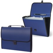Папка-портфель пластиковая STAFF А4 (330х235х50 мм), 7 отделений, с окантовкой, индексные ярлыки, синий,