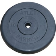 Диск Barbell Atlet обрезиненный черный d-26mm 10кг