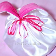 Белый мешочек с розовыми лентами