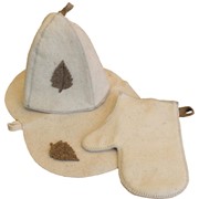 Набор для бани “Берёзовый лист“ (шапка, коврик, рукавица) фотография