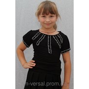 Блузка трикотажная для девочки черная фотография