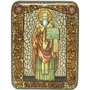 Подарочная икона Святой равноапостольный Мефодий Моравский на мореном дубе фото