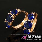 Серьги позолоченные “3 прелестных синих камня“ 224027(3) фото