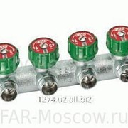 Коллектор регулирующий проходной Multifar, ВР-НР 3/4" с 4 отводами, НР 1/2", хромированный, артикул FK 3823 3412