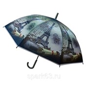 Зонт-трость п/автомат d95см, металл, пленка POE “Париж“ (24-22) фото