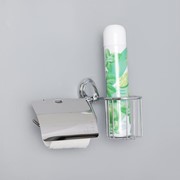 Держатель для туалетной бумаги Accoona A11105-1, отсек под дезодорант, цвет хром фотография