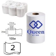 Бумажные салфетки Queen (2 слоя, 100 м., белые, 1уп. - 6 рулонов, H1,С1) фото