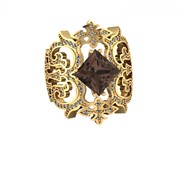 Кольцо RNG020410 бр Са?ина (Алтын 585) Фианит Дымчатый топаз 2,15 кт фото