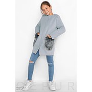Пальто для девочек из кашемира с меховыми карманами (4 цвета) - Серый KL/-3903