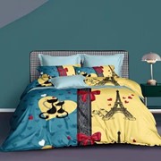 Постельное белье котики и Париж 1,5 спальное фото