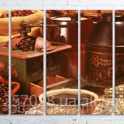 Модульна картина на полотні Кава та зерна код КМ100150(150)-012 фото