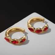 Серьги-кольца 'Восток' абу-даби, d2 см, цвет красный в золоте фотография