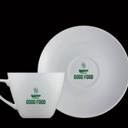 Чайная пара (чашка+блюдце) с логотипом для ресторанов и кафе фото