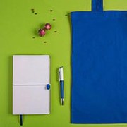 Набор подарочный WHITE&YOU: бизнес-блокнот, ручка, сумка, бело-синий фото