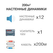Комплект звукового оборудования 200 m² с настенной акустикой