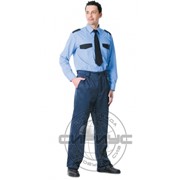 Рубашка охранника длинный рукав синяя фото