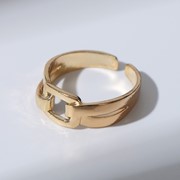 Кольцо 'Пряжка' квадрат, цвет золото, безразмерное фотография