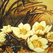 Картины из янтаря: цветы, пейзаж, натюрморт, икона фото