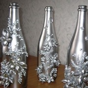 Декорирование праздничных бутылок. фото