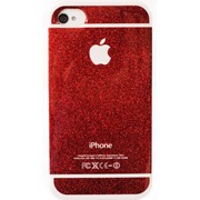 Чехол силиконовый 6G Style с блестками для iPhone 4/4S красный фотография