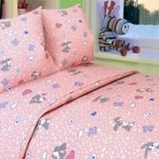 Комплекты постельного белья в кроватку из бязи “Avrora Texdesign“ Бело-розовый “Зайки серые“ фотография