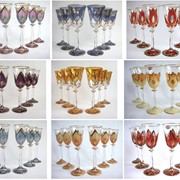 Бокалы для вина, эксклюзивное цветное чешское стекло фото