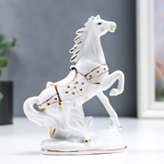 Сувенир керамика “Белый конь с золотой амуницией“ 15 см фото