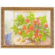 Картина “Тюльпаны с черемухой“ багет гипс 34х44 см ДО17 фото