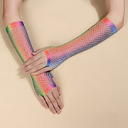 Женский градиент Colorful сетка дышащая Перчатки длинный универсальный солнцезащитный козырек без пальцев фотография