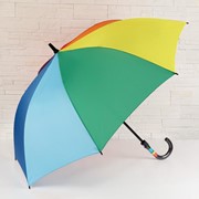 Зонт - трость полуавтоматический 'Радужное настроение', 8 спиц, R 60 см, разноцветный фотография
