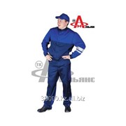 Летний костюм Сапфир с брюками, темно-синий с васильковым фото
