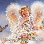 Картина стразами Ангелочек с птичкой 40х50 см фотография