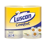 Luscan Comfort 2-слойная желтая с тиснением, 4 рул/уп., 317387 фотография