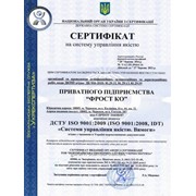 Международный сертификат ISO 9001 фотография