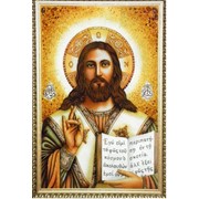 Икона Иисус Христос , Эксклюзивные картины из янтаря ручной работы фото