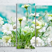 Модульна картина на полотні Квіти в вазі на фоні фарбованої стіни код КМ100200(176)-065 фото