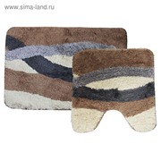 Набор ковриков для ванной «Альбина», 2 шт: 50 х 80 см, 55 х 55 см, цвет коричневый фотография